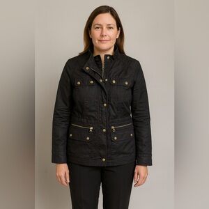 Tommy Hilfiger Women’s Navy Utility Rain Military Jacket Coat Black Blue Small
